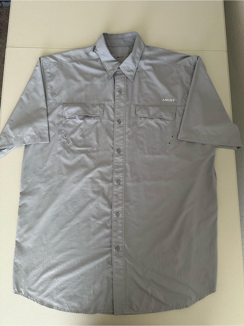Ariat Men's VentTEK Outbound Fitted Short Sleeve Button-Up Shirt in Gray Size L
